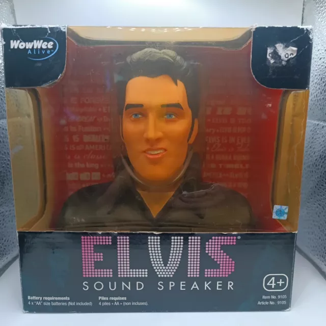 Wowee Elvis Presley Sound Speaker Mint in Unopened Box 8" Tall Sun Damaged Box