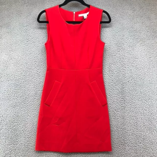 Diane von Furstenberg Carpreena Mini Sheath Dress Poppy Red Sleeveless Womens 2