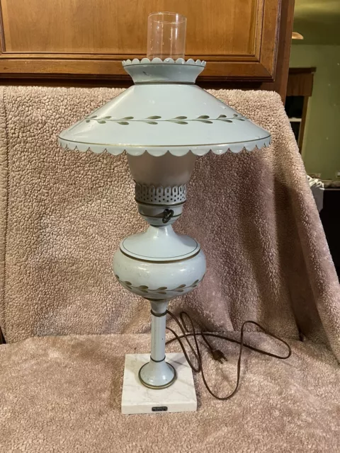 Vtg. French Style Toleware Table Lamp (24" Tall) 3 Light Settings
