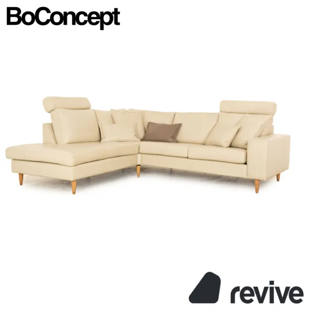 BoConcept Indivi Leather Corner Sofa Cream Incl. Headrest Recamiere Left Couch