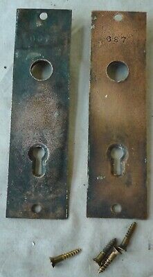 Door knob back plates (pair) Eastlake Cast Bronze Broken Leaf ? 5 1/2" x 1 1/2" 2