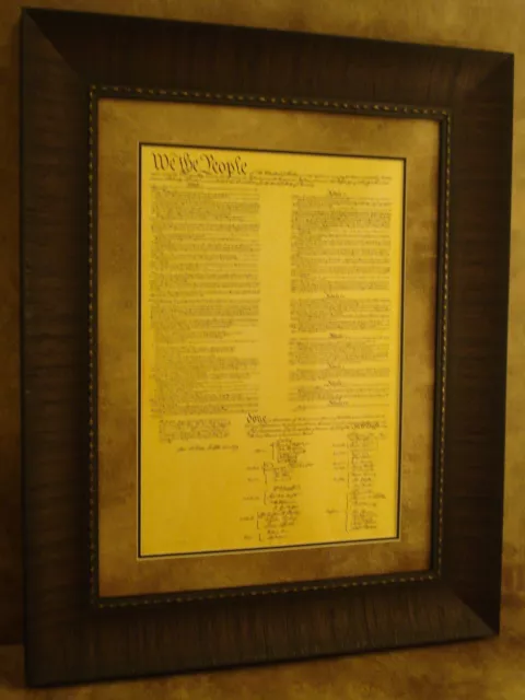 Constitution Of The United States Of America Printed Parchment Paper Framed