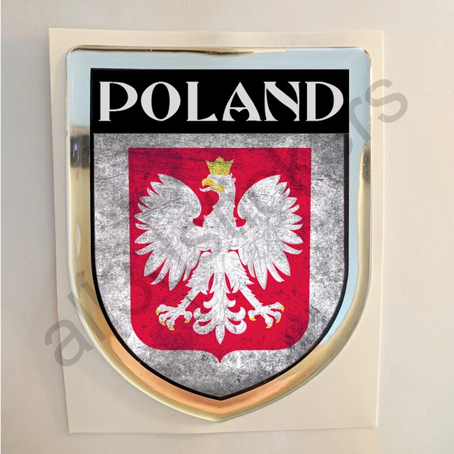 Polonia Adesivi Scudetto 3D Emblema Stemma Sporco Resinato Adesivo Resinati