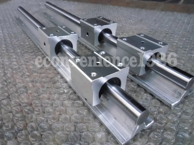 2 x SBR12-635mm 12MM FULLY SUPPORTED LINEAR RAIL SHAFT + 4 SBR12UU Block