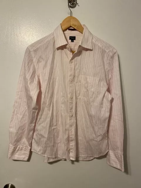 Vintage Paul Smith London Womens Pink Red Whit Stripe Button Down Shirt Size M