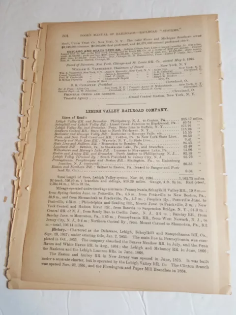 1895 train report LEHIGH VALLEY RAILROAD Coxton Blackwood Bernice Pennsylvania