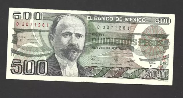 500 Pesos  Very Fine  Banknote From Mexico  1984  Pick-79