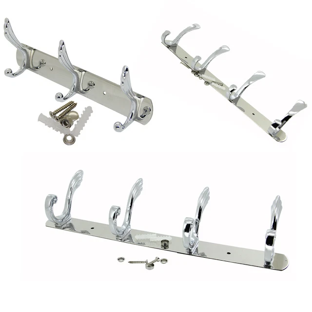 3/4/6 Hooks Wall Mounted Coat Robe Hat Hook Hanger Towel Rack Stainless Steel