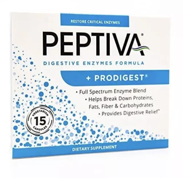 Peptiva 15 Count Digestive Enzyme Supplement ProDigest Bloating Gas Constipation