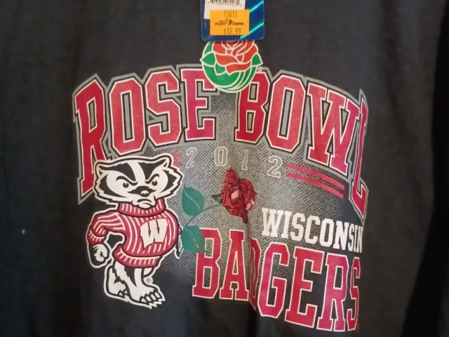 NCAA Wisconsin Badgers Black T Shirt Size X- Large 2012 Rose Bowl