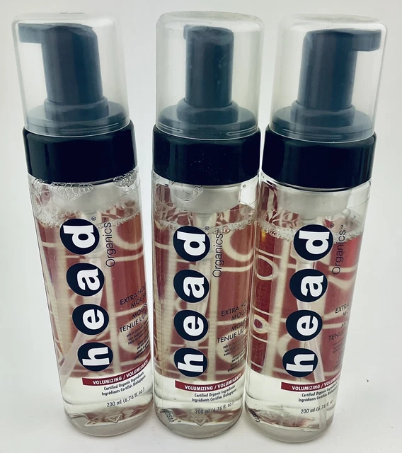 Head Organics Volumizing Mousse Extra Hold 6.76 Oz Each 3 Pack