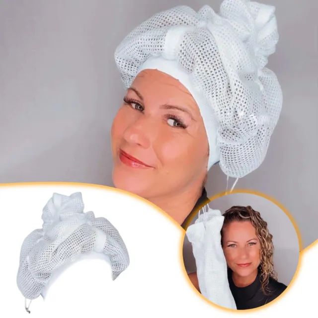 Gorra de malla de plop para secar el cabello rizado con cordón malla ajustable tapa de plop