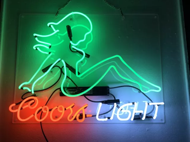 Coors Light Beer Girl Acrylic 20"x16" Neon Light Sign Lamp Wall Decor Club Open