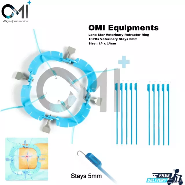 Lone Star Veterinary Retractor Ring With 10 Hooks Reusable Surgical Instuments