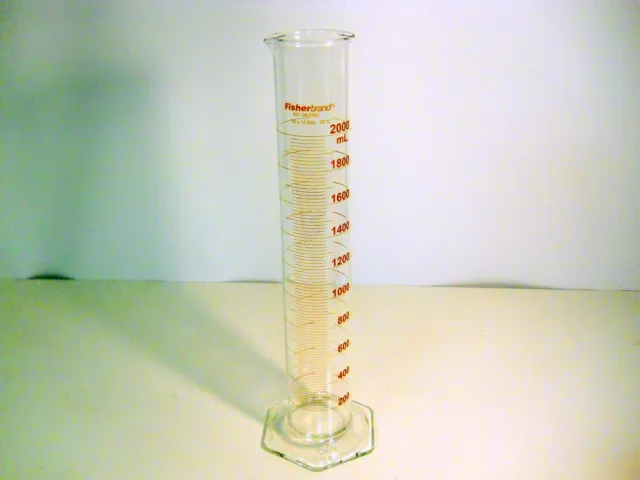 Fisherbrand Glass 2000mL 2L  Graduated Cylinder Single Amber Metric Scale