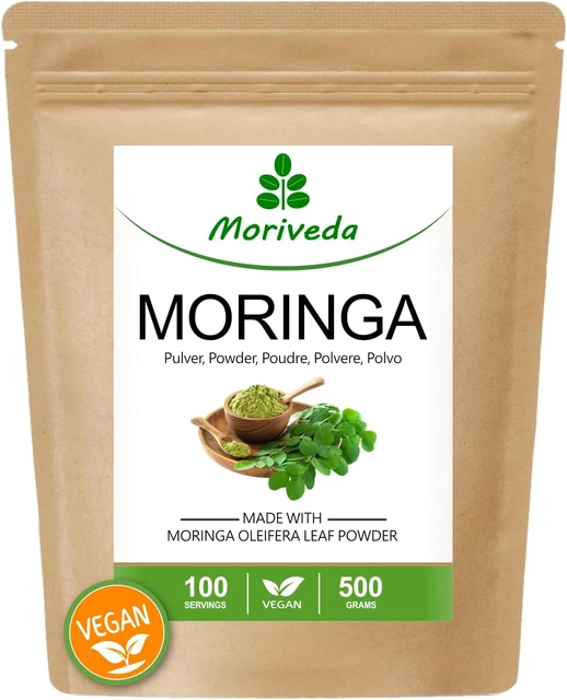 Poudre De Moringa Oleifera 500g - 100% Pure, Sans Pesticides - Complément Alimentaire Naturel - Énergie & Digestion