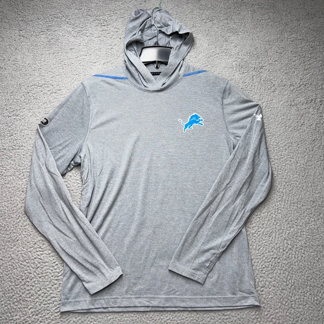 Detroit Lions Hoodie Men Medium Gray Long Sleeve Under Armour Combine Threadborn Detroit Lions Hoodie Men Medium Gray Long Sleeve Under Armour Combine Threadborn