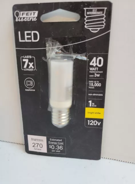 Feit 3-Watt 40-Watt Equiv. T8 Bulb E17 Intermediate Base LED 120V Bright White