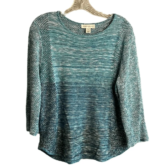 Christopher & Banks Teal Ombre Open Knit Casual Pullover Sweater Size S
