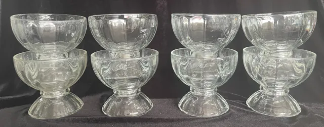 8 Libbey Glass ribbed clear pedestal desert ice cream bowls
