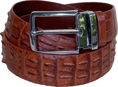 Brown Alligator Leather Belt Genuine Crocodile Skin Men Belt Pin Buckle Handmade