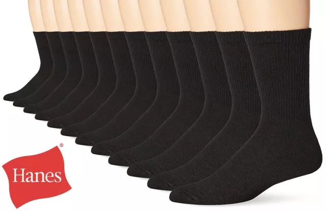 HANES NEW PREMIUM Cushion Men's Socks, Crew, Black, Size 6-12 $14.99 -  PicClick