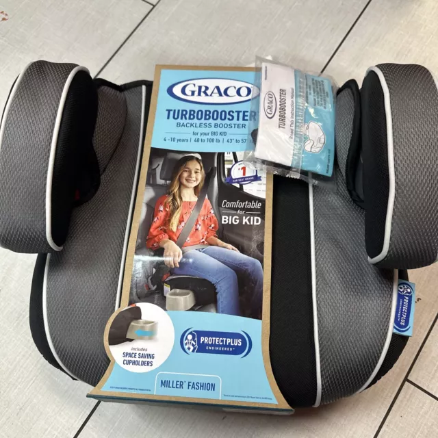 Graco TurboBooster Backless Booster Car Seat Miller's Fashion 40lbs - 100lbs