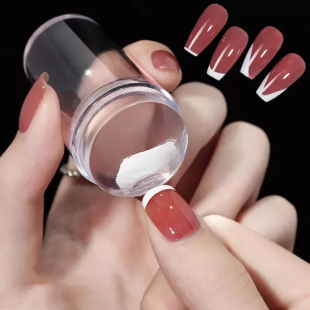 Estampador de uñas transparente con raspador, sello de silicona para manicura