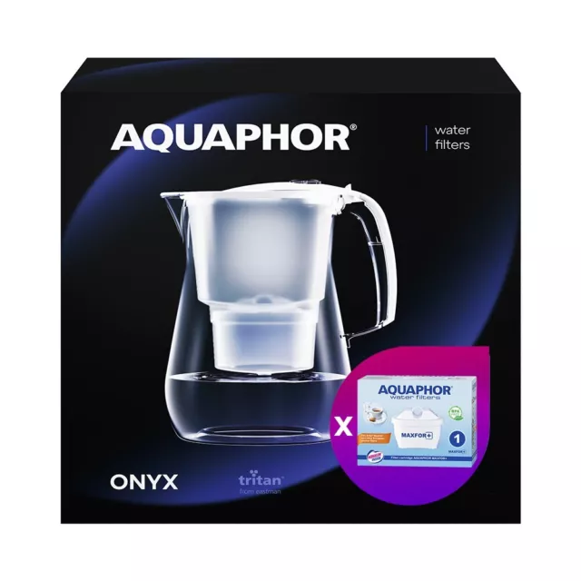 AQUAPHOR Wasserfilter Onyx - 4,2 L Filterkanne - inkl. 1 MAXFOR+ Kartusche, weiß