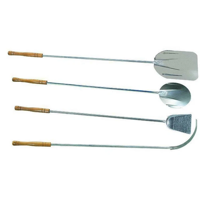 Pelle De Four en Acier Inoxydable Série De 4 Pièces Manche 120 CM Poignée Bois