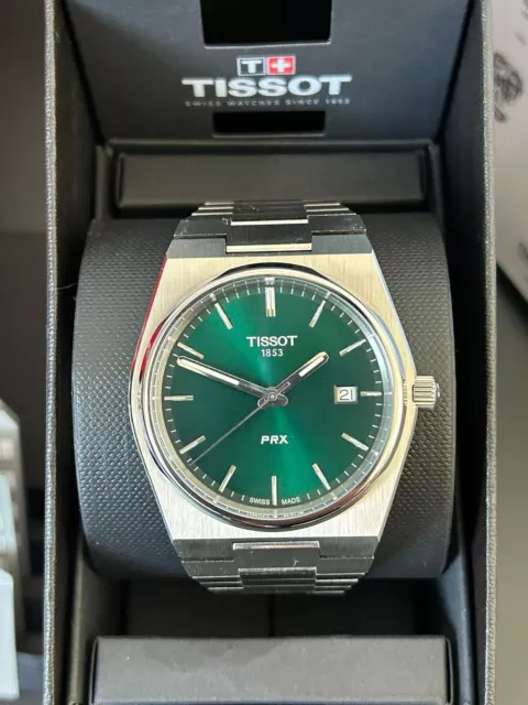 TISSOT PRX DARK Green Dial 40mm Quartz Bracelet Men's Watch T137.410.11 ...