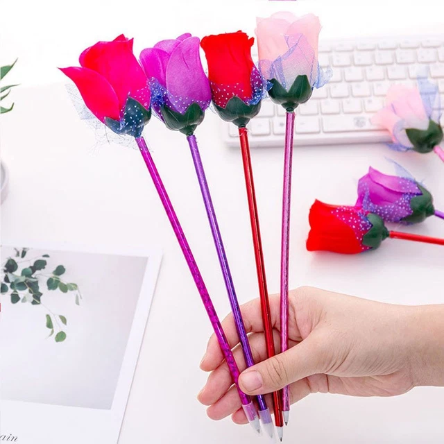 Creative School Students Stationery Valentine's Day Rose Flower Ballpoint Pen