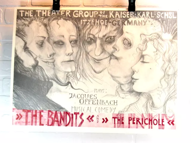 Original Vintage Poster 60's THEATER GROUP KAISER KARL SCHOOL THE BANDITS PERICH