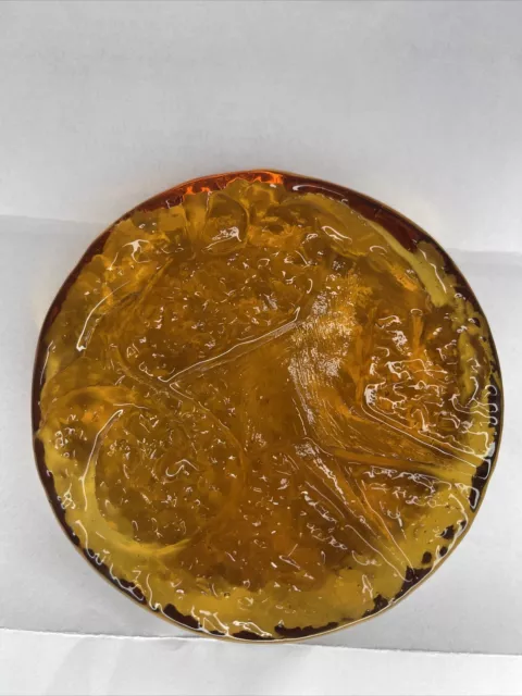 Blenko Zodiac Capricorn Amber Paperweight Bubble Glass 4" dia. x 3/4" Thick
