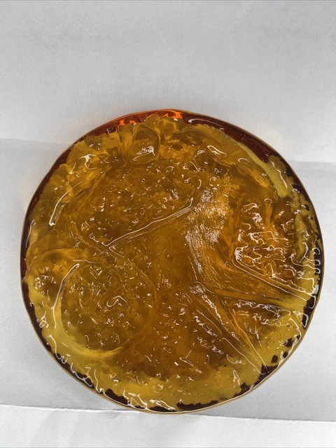 Blenko Zodiac Capricorn Amber Paperweight Bubble Glass 4" dia. x 3/4" Thick