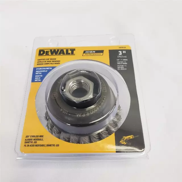 = Dewalt Knotted Brush Cup Stainless 3" High Performance DW4901S NEW