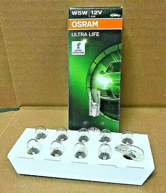 10 x Osram Birnen Birne Glassockel Ultra Life W5W 12V 5W W2,1x9,5D Standlicht