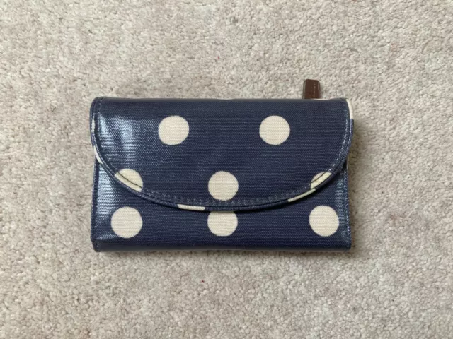 Cath Kidston Wallet Card Holder Purse Zip Coin Polka Dot Dark Grey