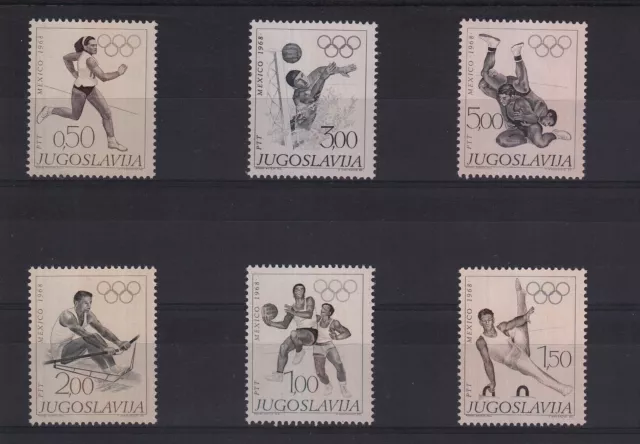 Jugoslavia 1968 Serie Completa 6 Val Olimpiadi Messico Unificato N 1183/8 Mnh **