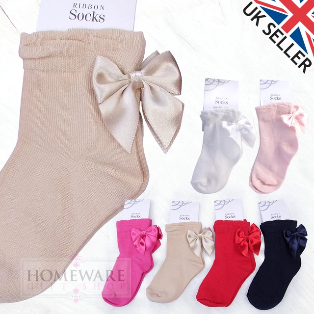 Girls Boys Spanish Ankle Socks Bow Or Pom Poms Baby Kids Size Newborn To 9 Years