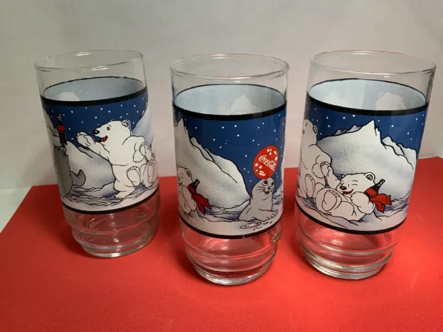 1997 Coca Cola Glasses Polar Bears And Seal 3