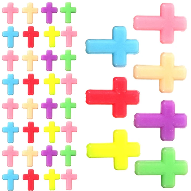 200 Pcs Cross Charms Bracelets Decorate Acrylic DIY Random Color