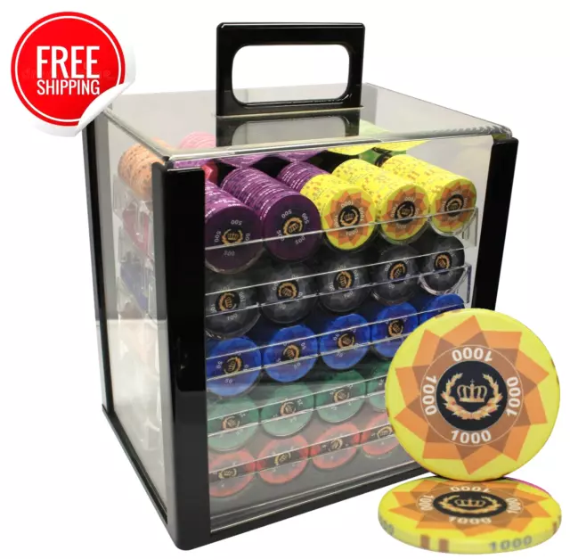 Mrc Poker 1000Pcs Laurel Crown Ceramic Poker Chips Set Acrylic Case