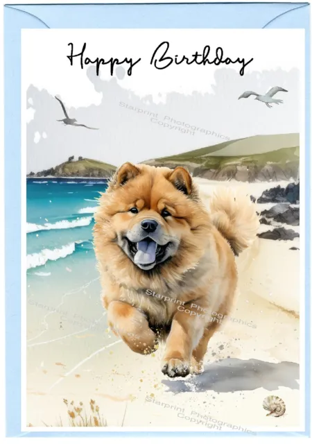 Chow Chow Dog Birthday Card  (4"x 6") - blank inside - by Starprint