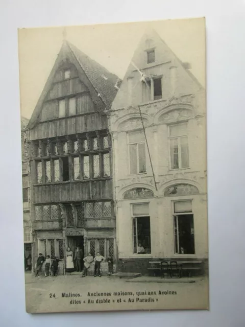 cpa Belgique .Malines. anciennes Maisons dites " Au Diable " et " Au Paradis "