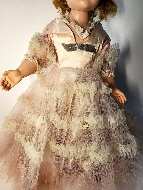 24" American Character Sweet Sue Vintage 50s Walker Doll Head Turns Satin Gown 3