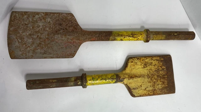 2 Lot Asphalt Cutter 5x18" + 5.5x23" Clay Spade Demo Hammer Attachments - Hex