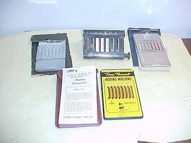 4 Vintage Adding Machines Automatic, Tom Thumb Plus More
