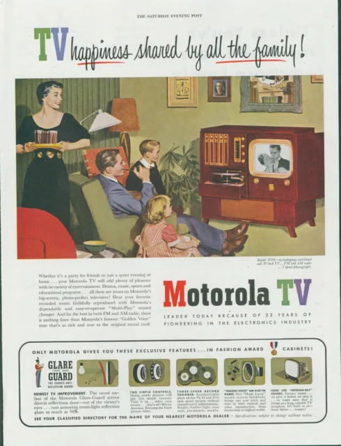 1951 Motorola TV Television On 17F6 Radio Phonograph Family Vtg Print Ad SP19