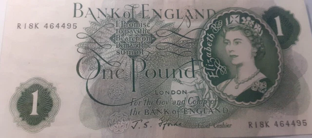 Banconota Da 1 Sterlina Regina Elisabetta II Anni '60-1970 - Inghilterra, Nitida E Da Collezione